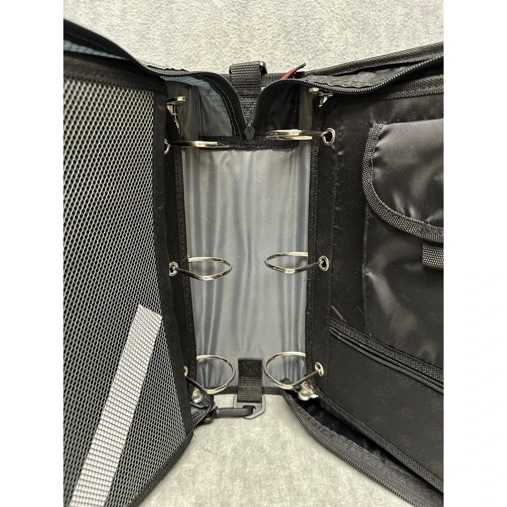 Case-it Zipper Binder Black Gray 3 Ring Expandable Shoulder Strap Handle